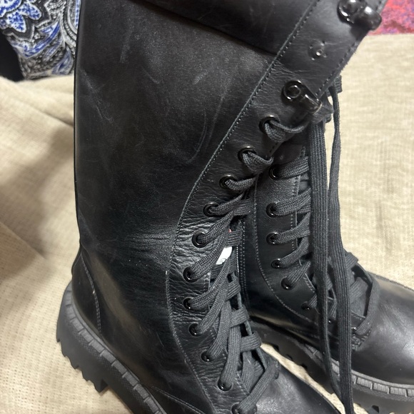 Zara Black Lace-Up Combat Boots - Picture 5 of 7